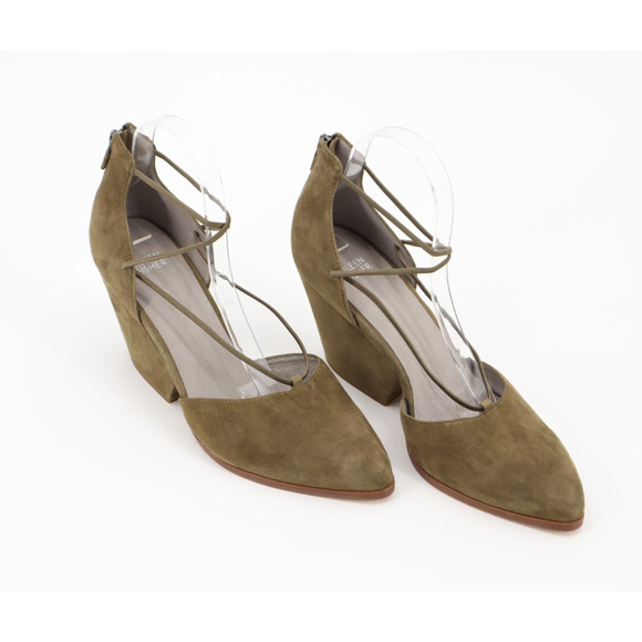 Eileen Fisher Shoes - Eileen Fisher Women's Rope Ghillie Olive Green Suede Block Heels Sz 11